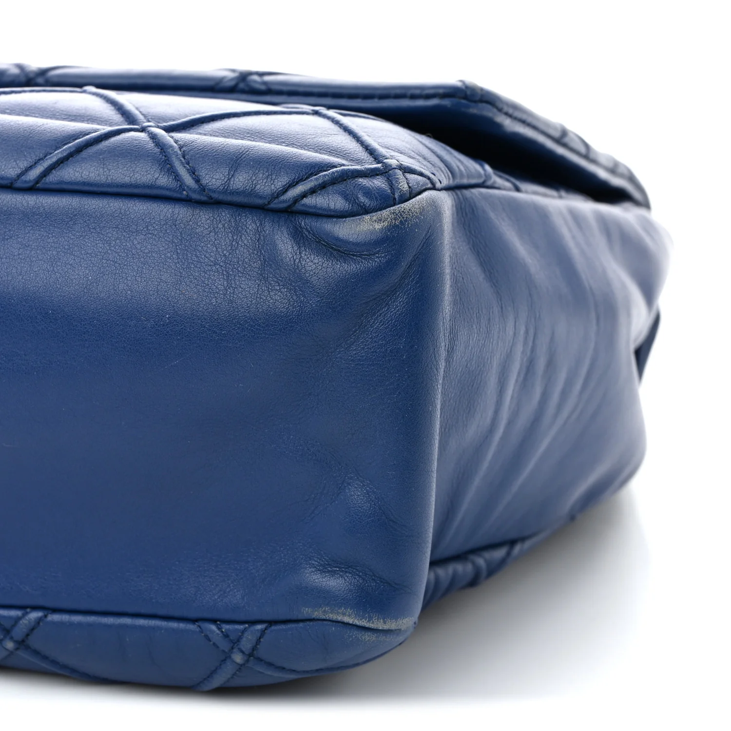 Calfskin Diamond Debossed Large Cosmos Flap Blue - Top Club