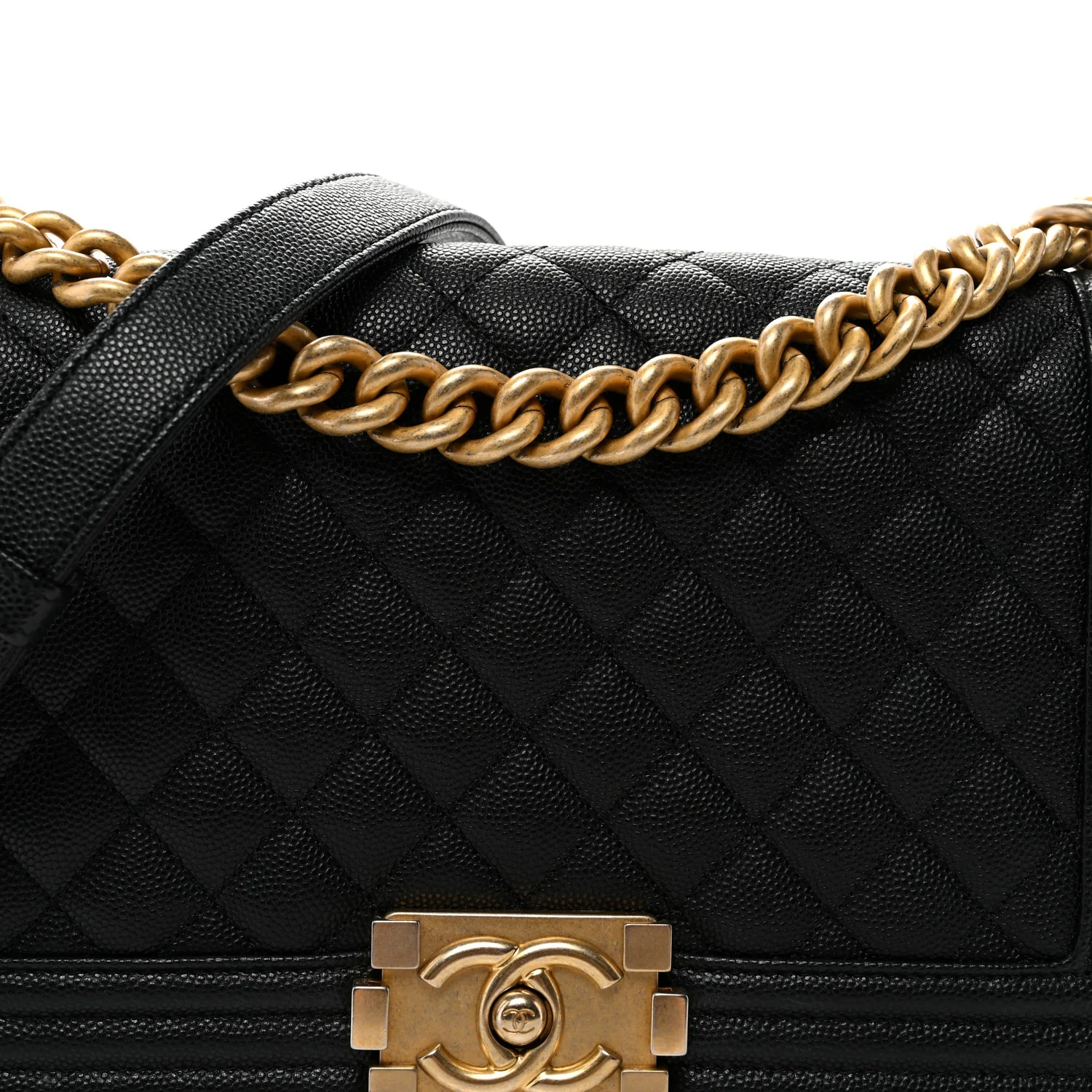 Caviar Quilted Medium Boy Flap Black - Top Club