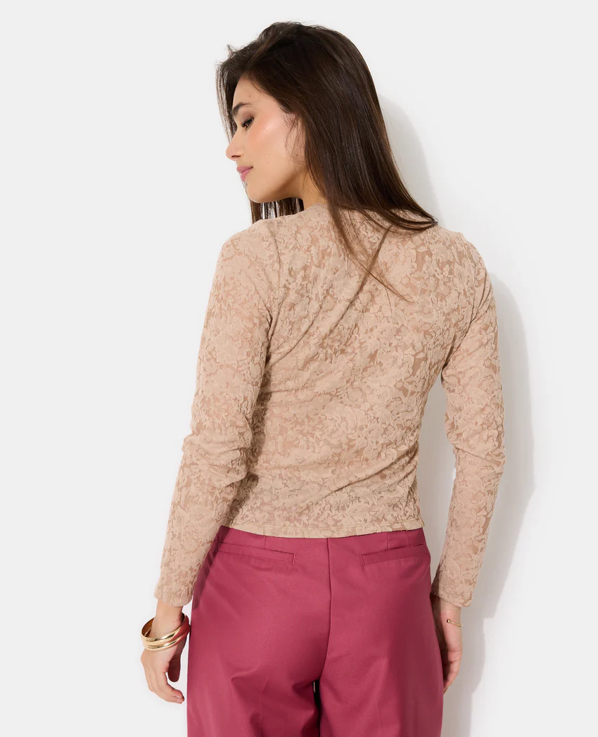 Pimkie T-shirt manches longues en jacquard effet dentelle