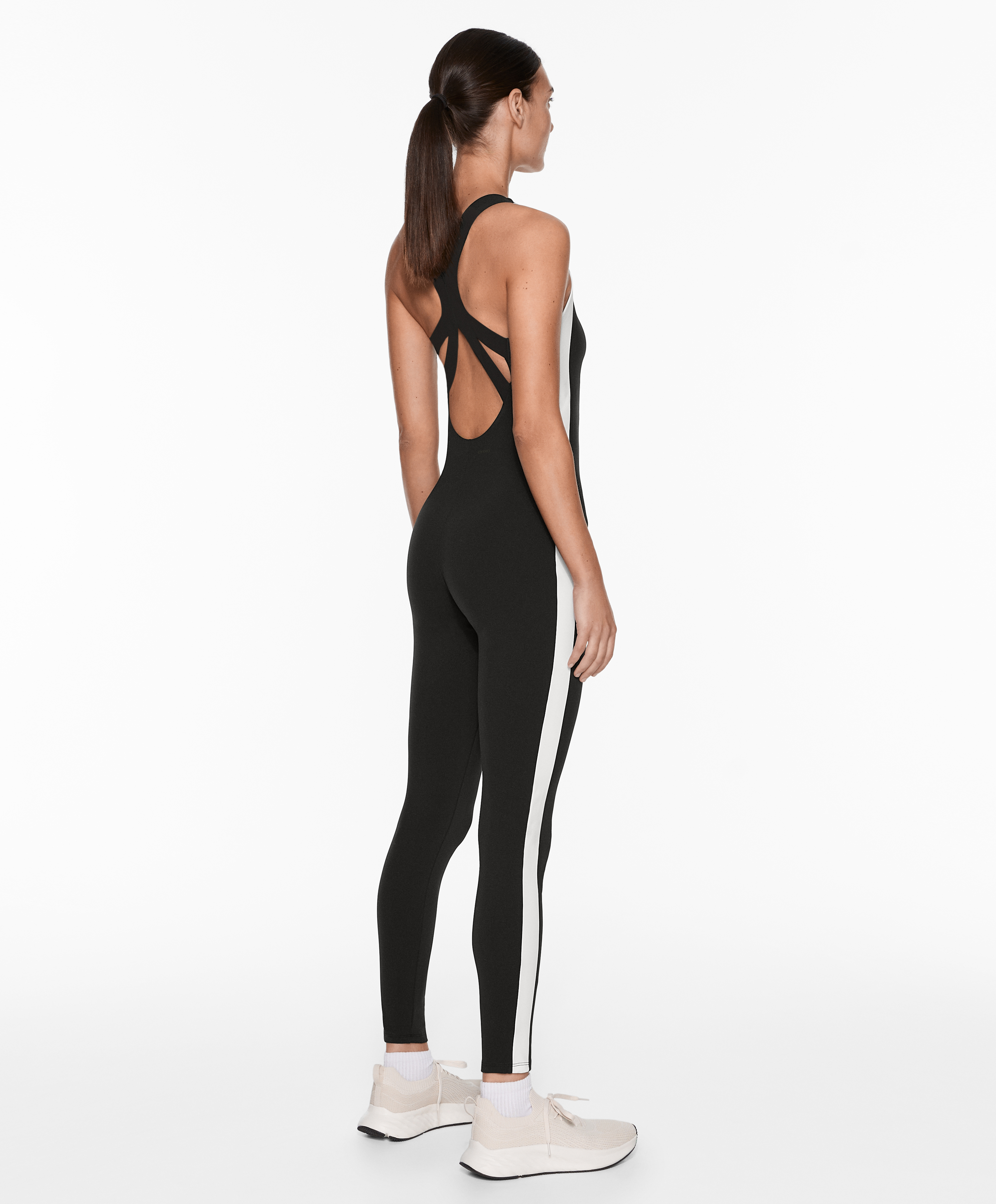 OYSHO Side stripe compressive jumpsuit with open back