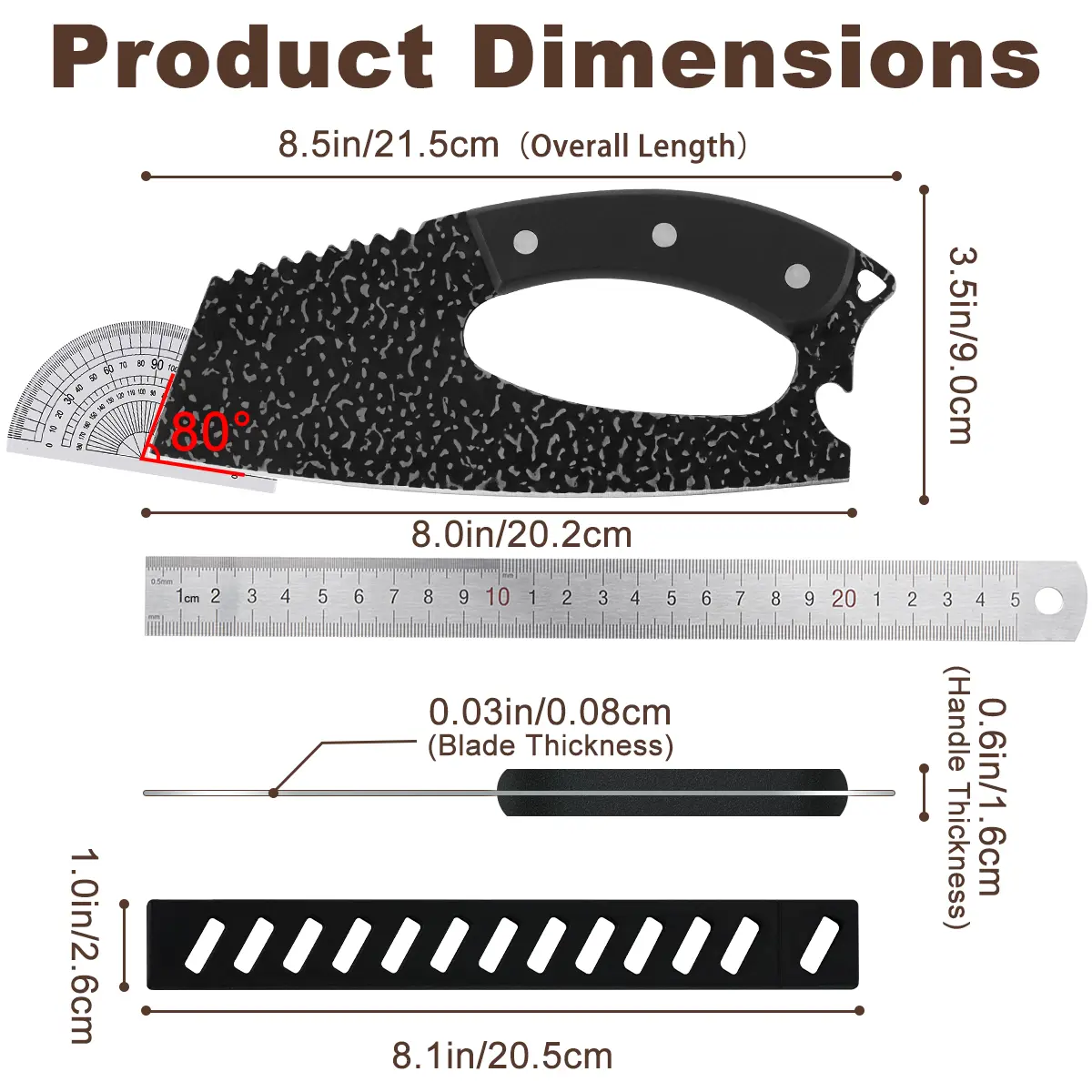 Ergonomic Stainless Steel Chef Knife - 8.5