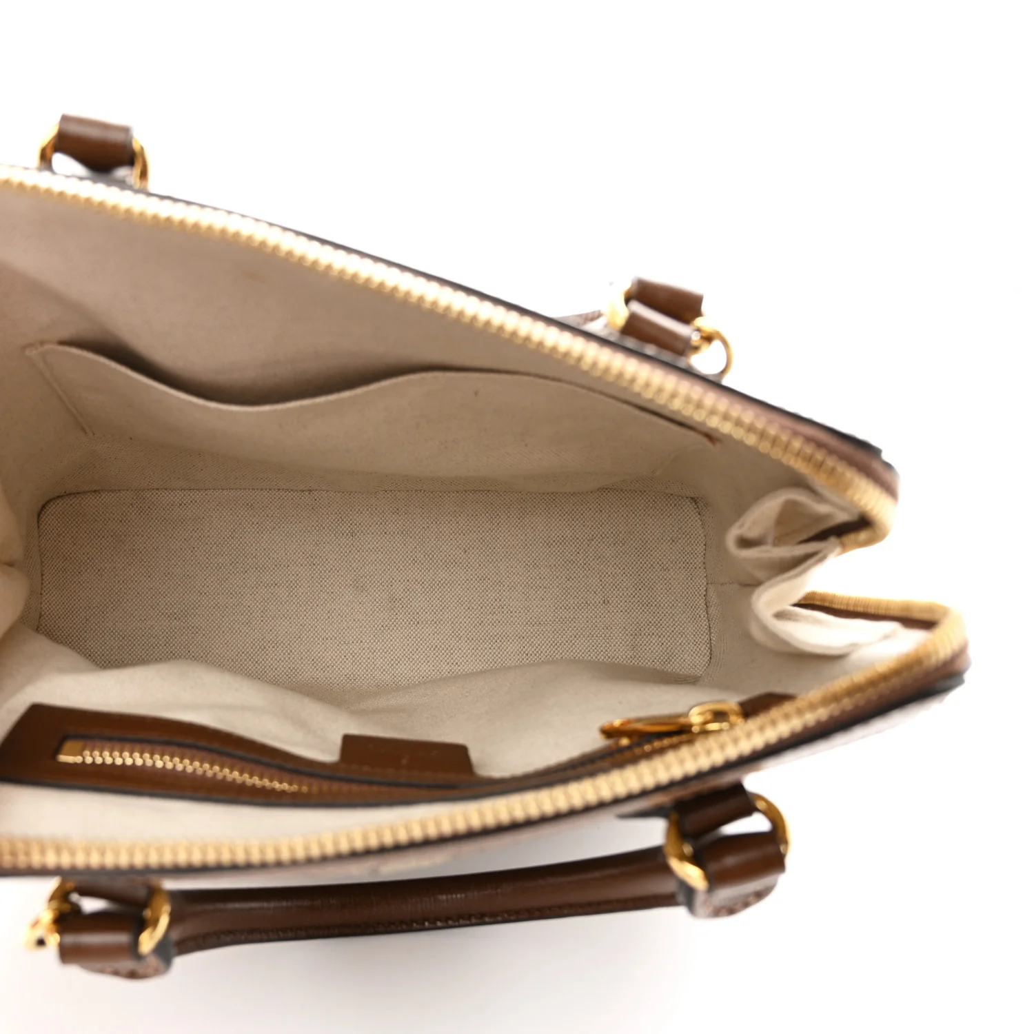 GG Supreme Monogram Azalea Calfskin Small Horsebit 1955 Top Handle Bag Beige Ebony Brown Sugar - Top Club