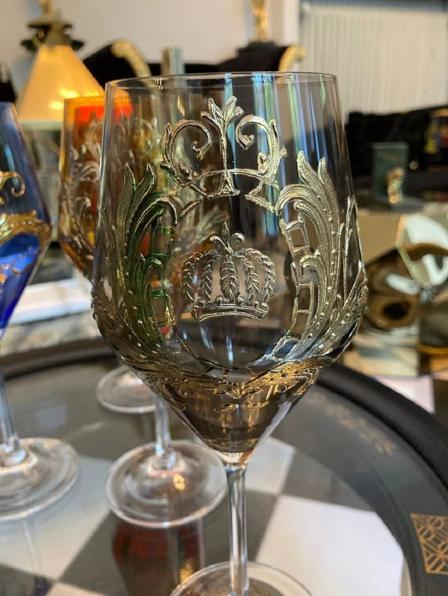 Pompöös by Luxus wine glass set colorful Ø 8.7 x H. 20.3 cm - wine glasses with 24 carat gold plating - Pompöös wine glasses designed by Harald Glööckler