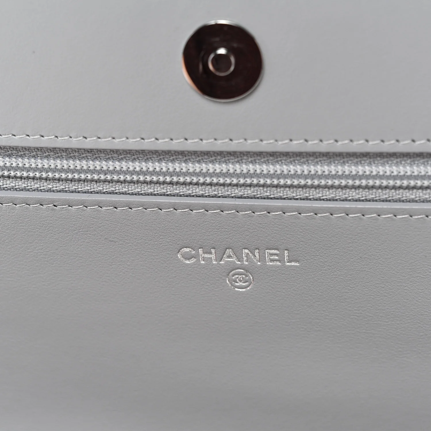 Caviar Quilted Boy Wallet On Chain WOC Grey - Top Club