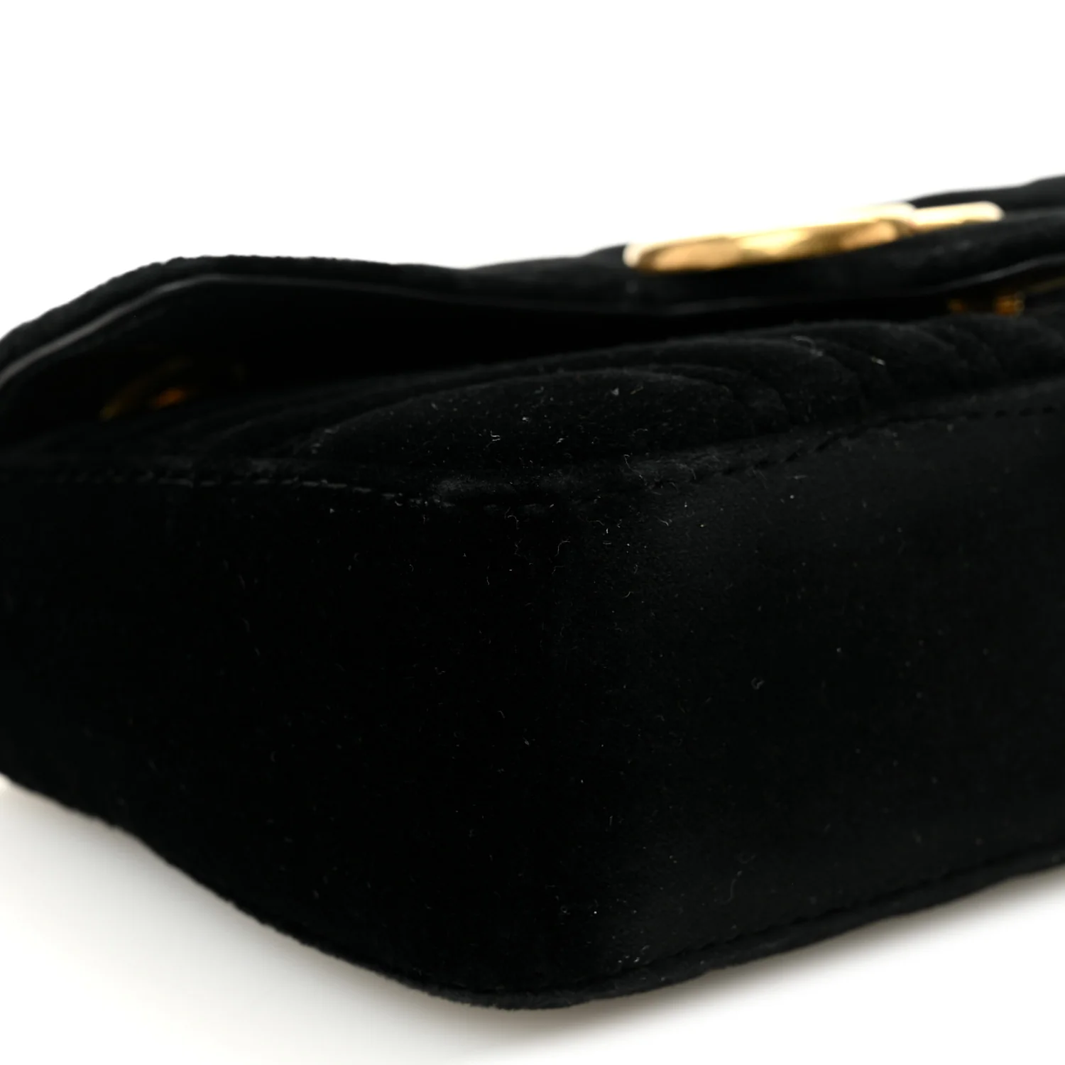 Velvet Matelasse Mini GG Marmont Shoulder Bag Black - Top Club