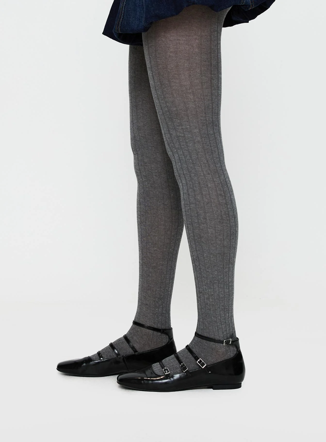 Flashback Ribbed Stockings Grey