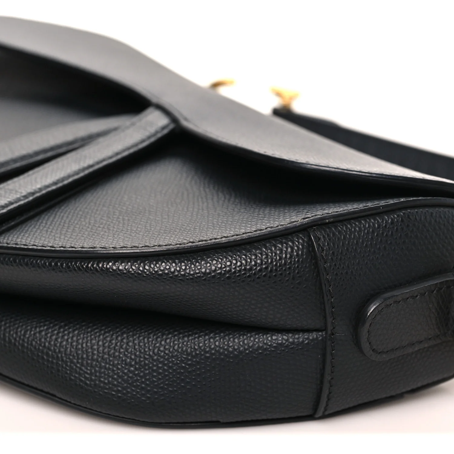 Grained Calfskin Saddle Bag Black - Top Club