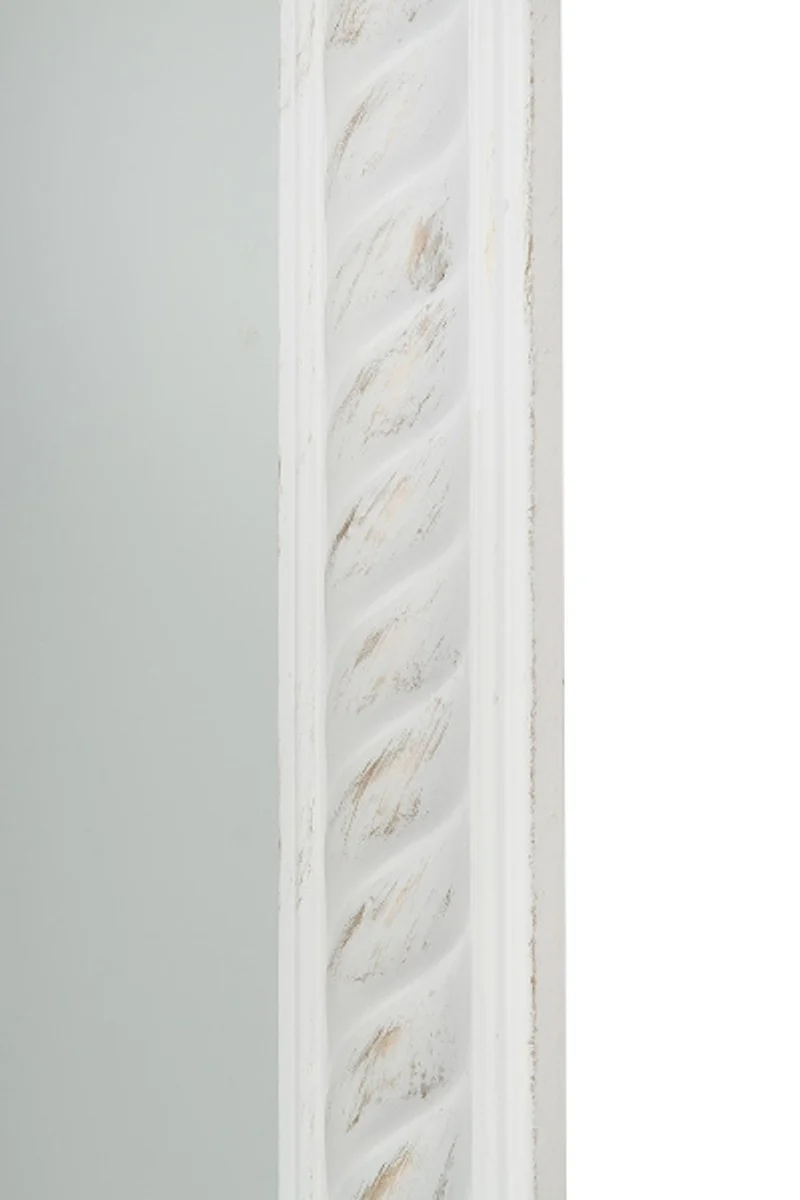 Baroque standing mirror white with beautiful antique white cord frame H. 180 cm - handmade