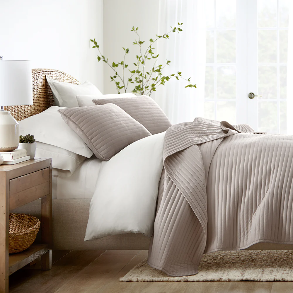 3-Piece Stripe Stitch Quilted Coverlet Set - Sale