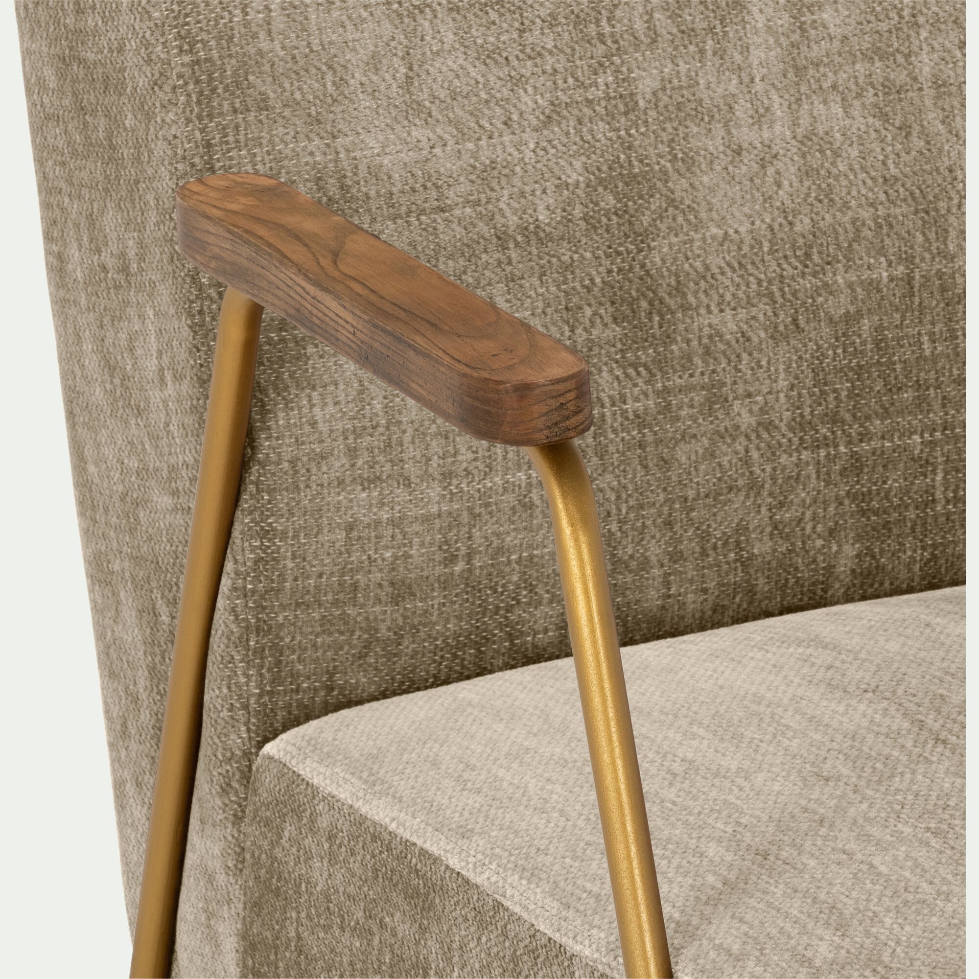 FABRON - Fauteuil en velours - brun châtaigner