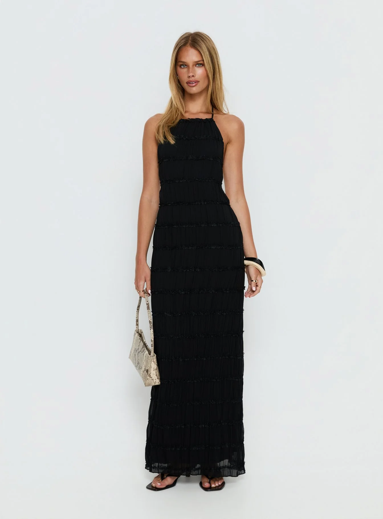 Klarissa Halter Maxi Dress Black