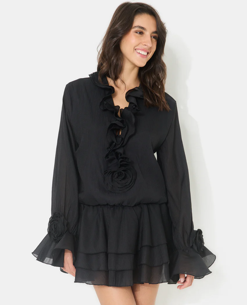 Pimkie Robe courte en voile avec volants et fleurs