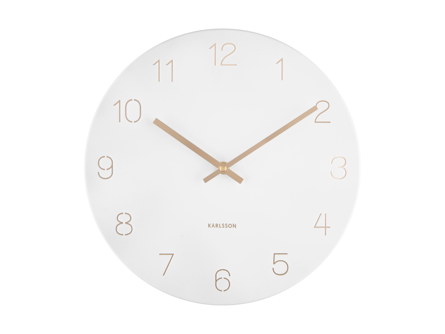 Wall clock Charm engraved numbers small white