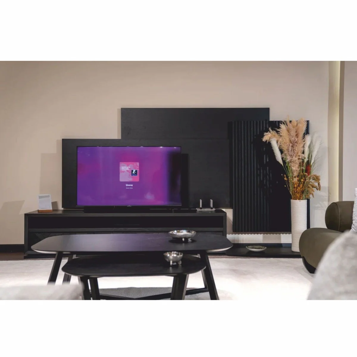 Luxury Solid Wood Coffee Table Set Black - Hotel & Living Room Furniture