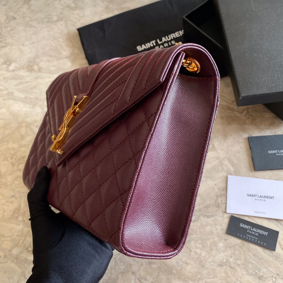 Y  Envelope Medium Bag In Mix Matelasse Grain  De Poudre Embossed Leather - Top Club