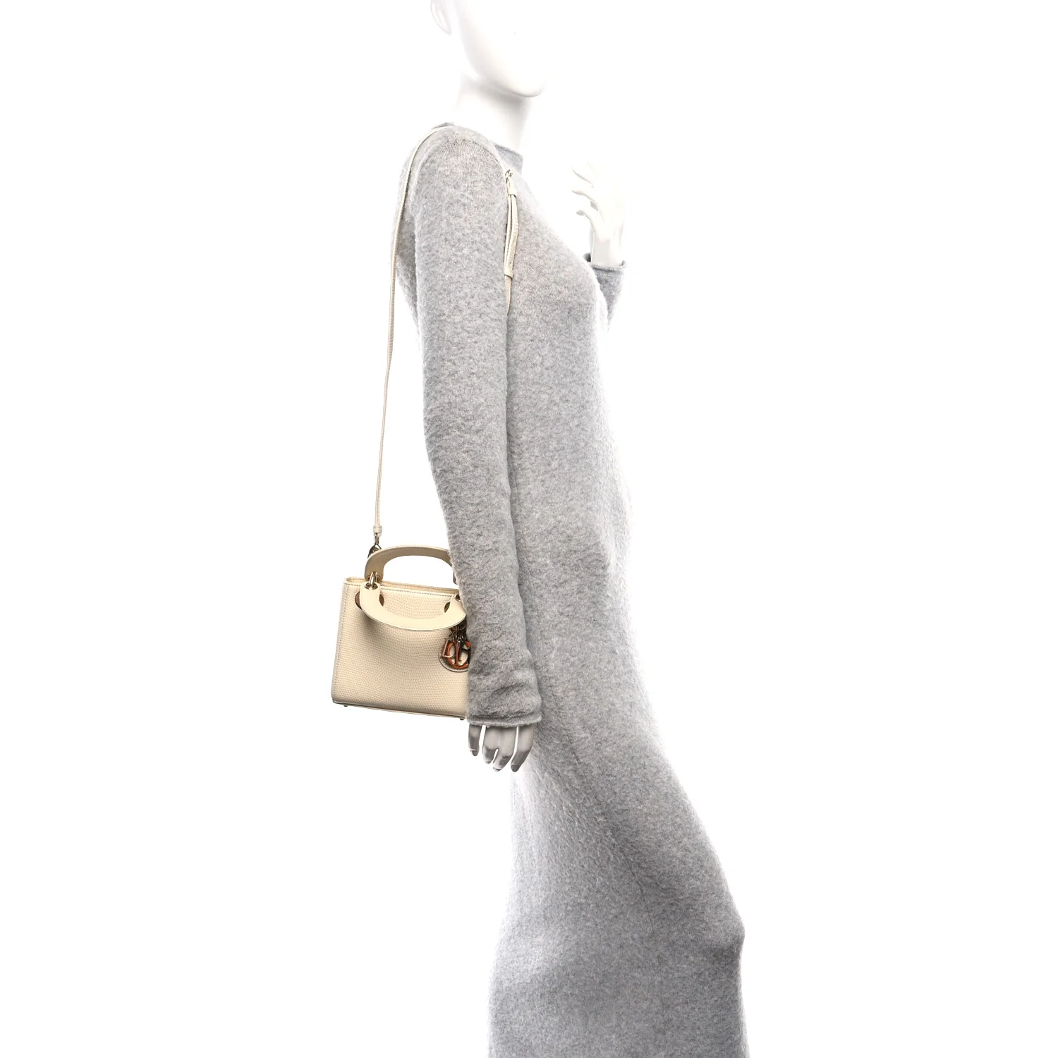 Lizard Mini Lady Dior White
