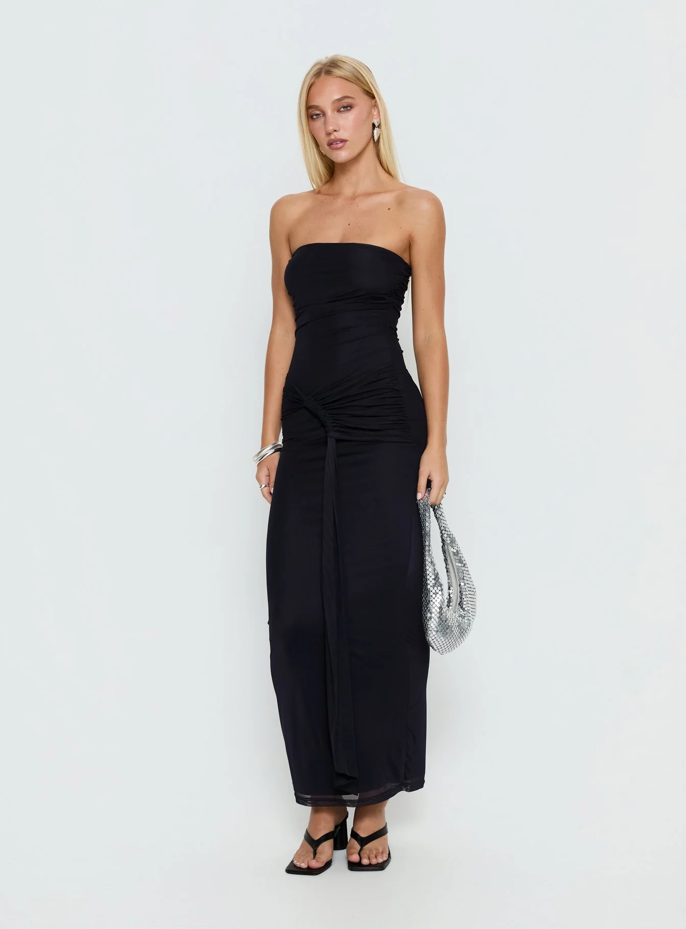 Senora Strapless Drape Maxi Dress Navy