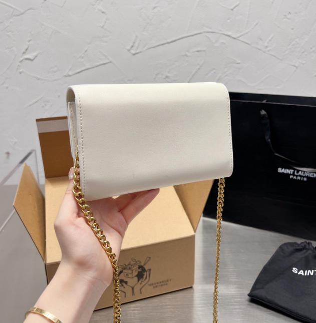 Y Uptown Leather Clutch  White - Top Club