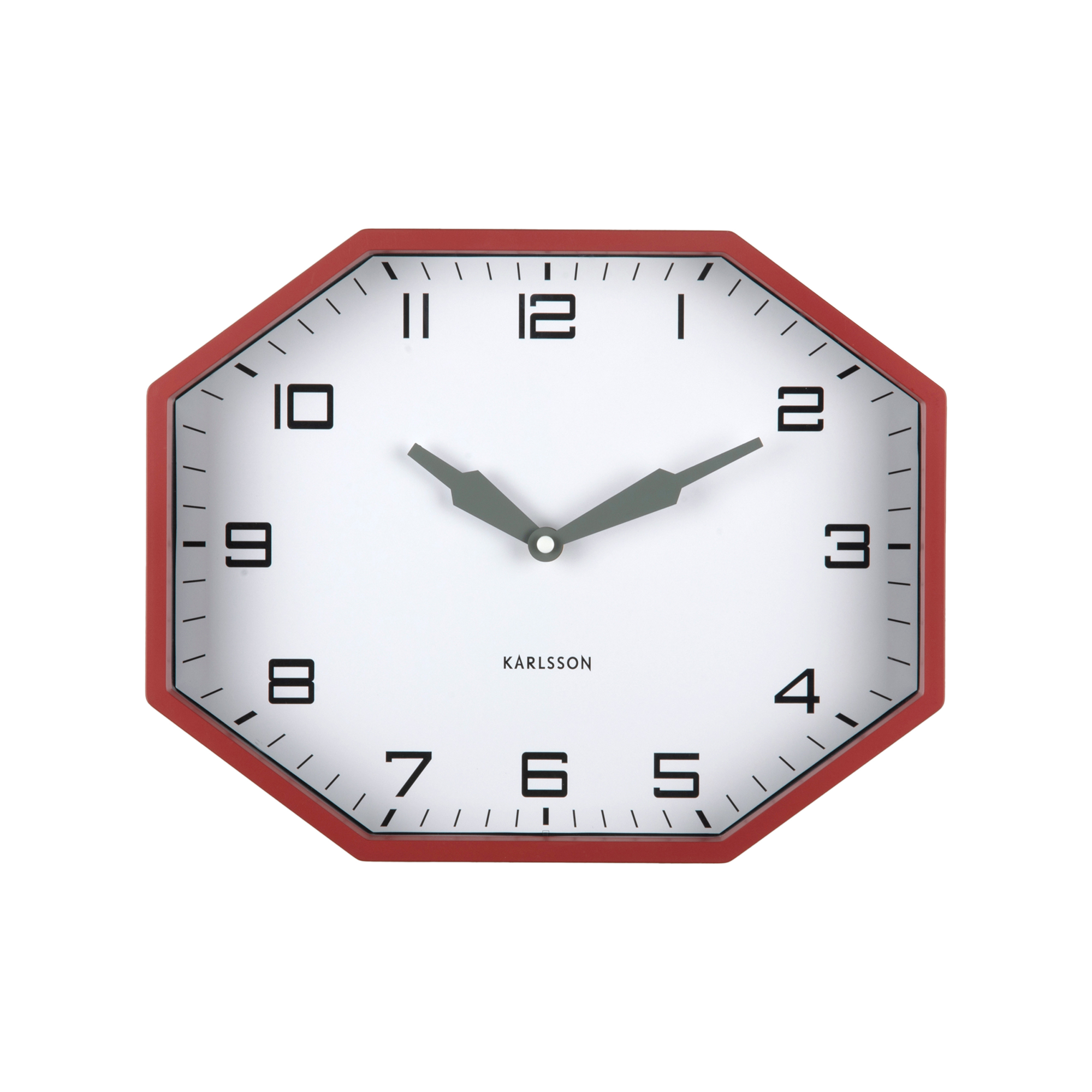 Wandklok Modern Factory Octagon Rode oker
