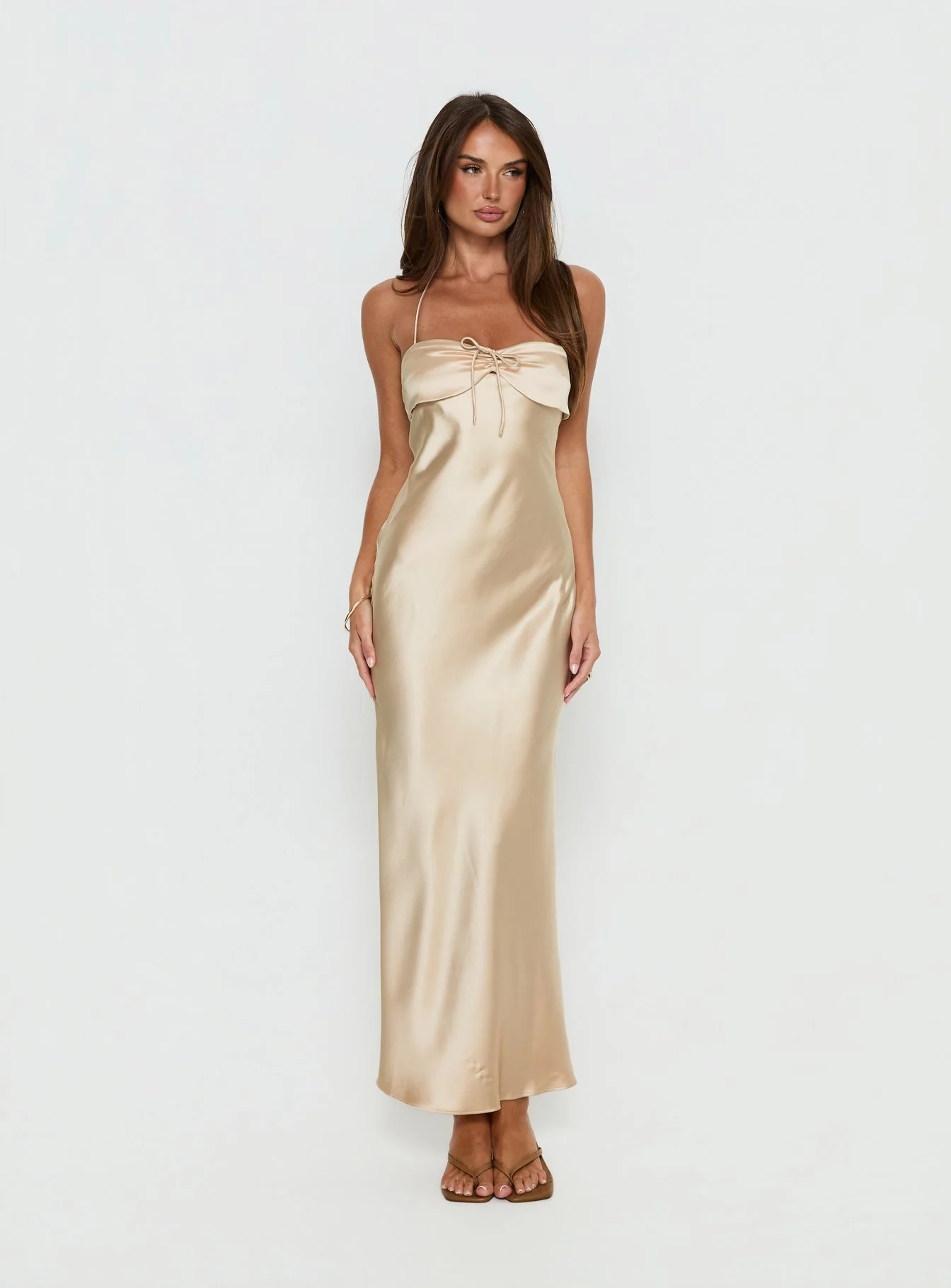 Fireproof Halter Maxi Dress Champagne