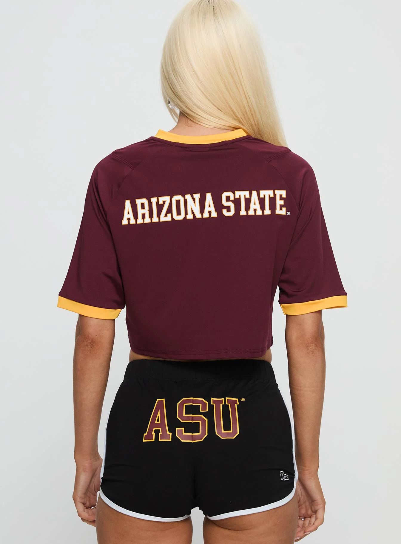 ASU Cropped Soccer Jersey Tee Maroon