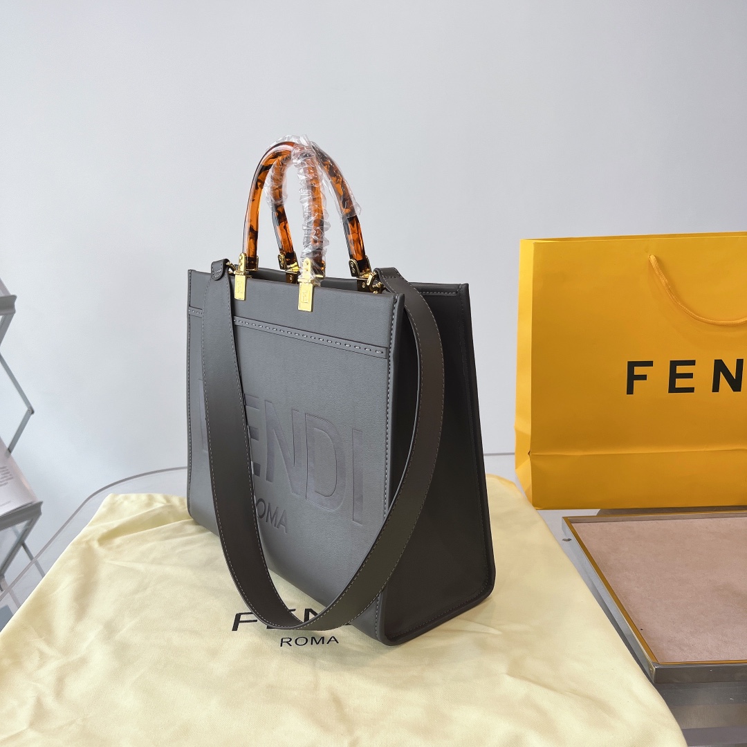 Fd Women Sunshine Medium Leather Shopper-Grey - Top Club