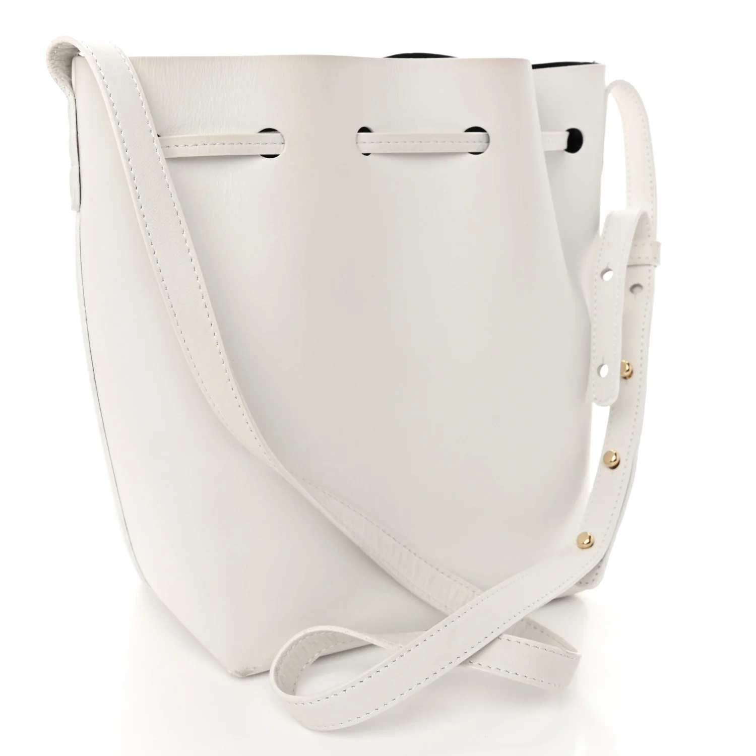 Calfskin Mini Bucket Bag White - Top Club