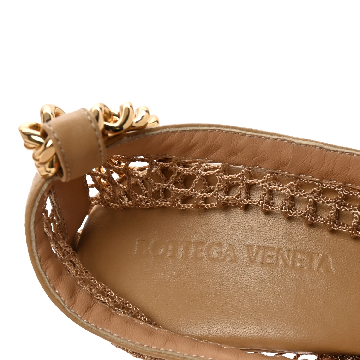 Mesh Nappa Chunky Chain Sandals 39.5 Beige Pony - Top Club