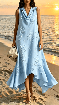 Women's Sleeveless Floral Cowl-Neck Dress - Nordfashionstorm - Women's Clothing, Fashion for You - Nordfashionstorm.com