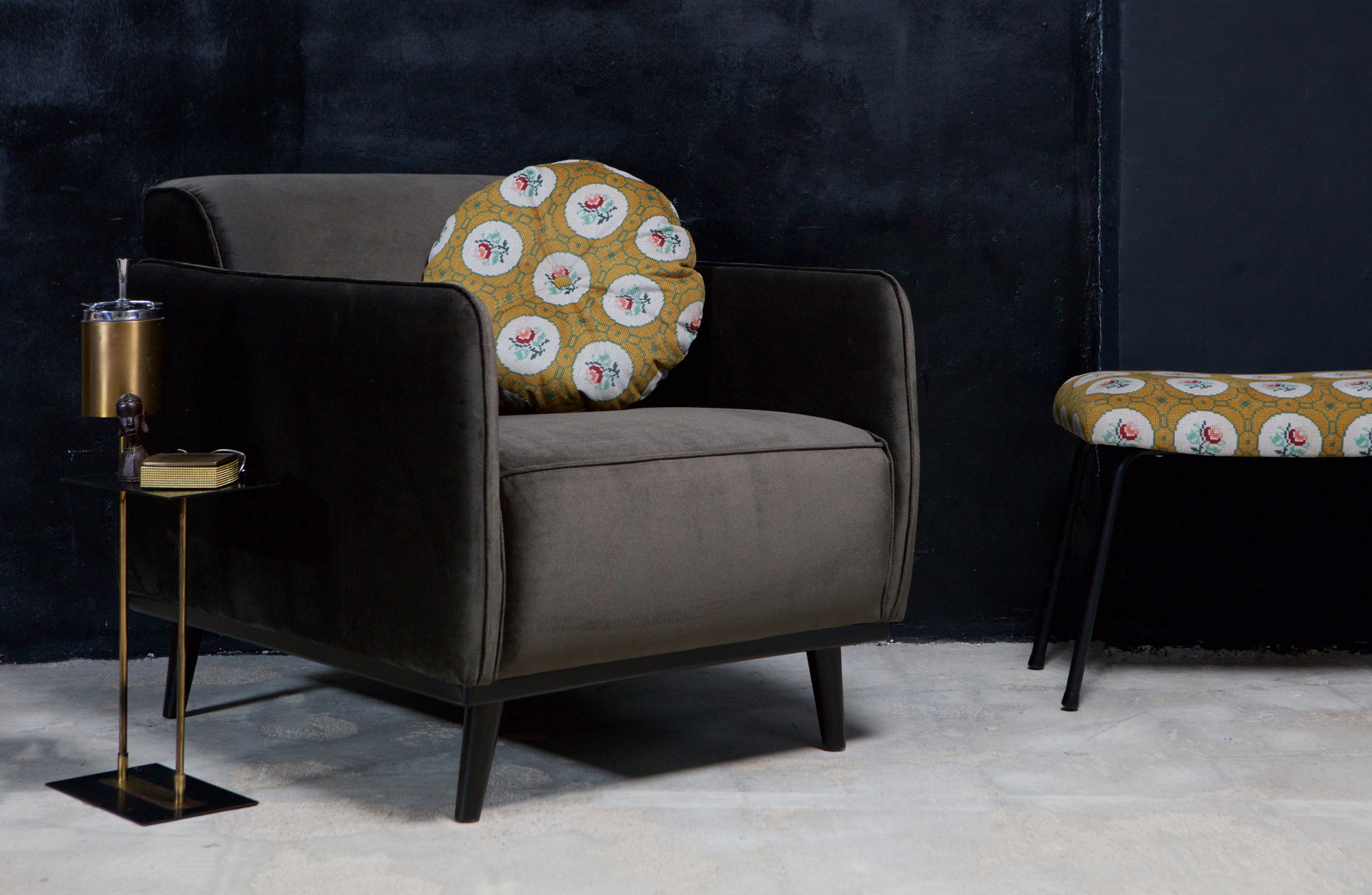 Fauteuil Statement met arm fluweel - Warm Groen