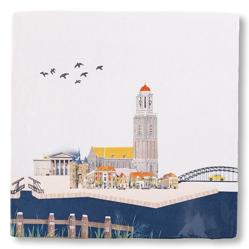 Wandtegel Zie je in Zwolle S