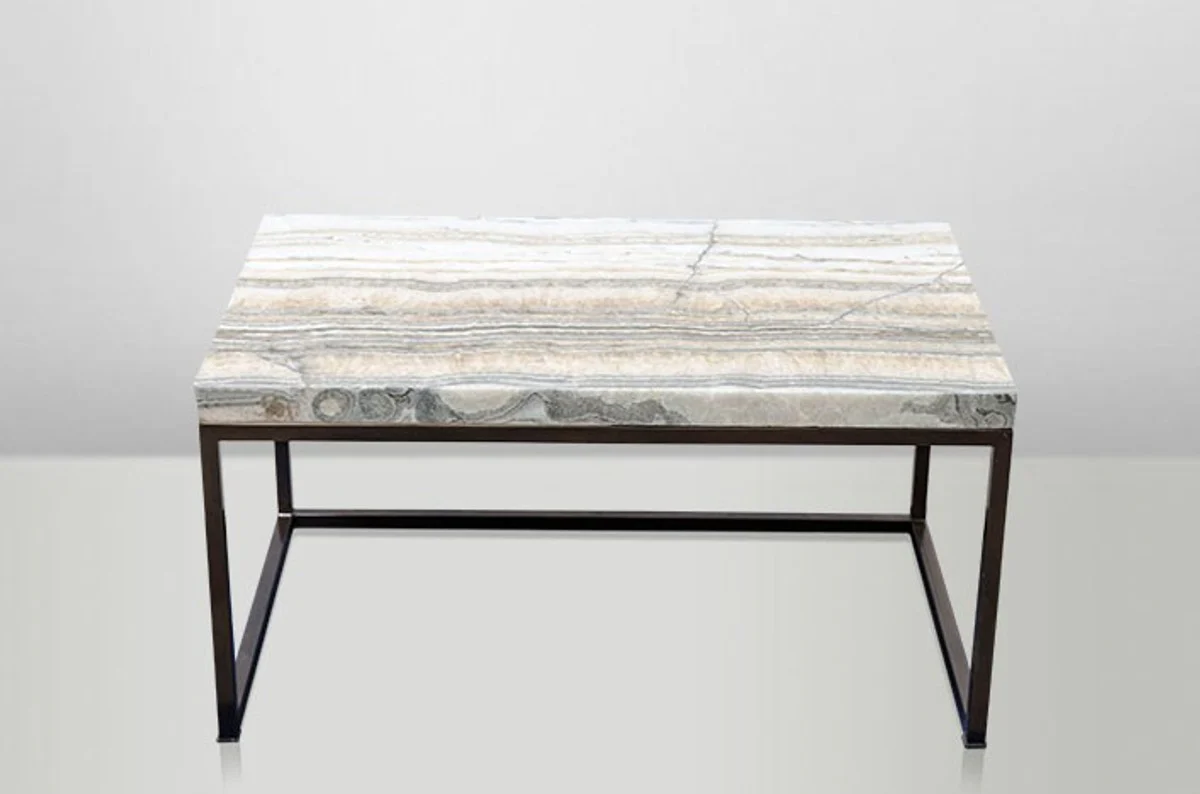 Art Deco side table onyx / metal 80 x 50 cm - Art Nouveau table - furniture coffee table