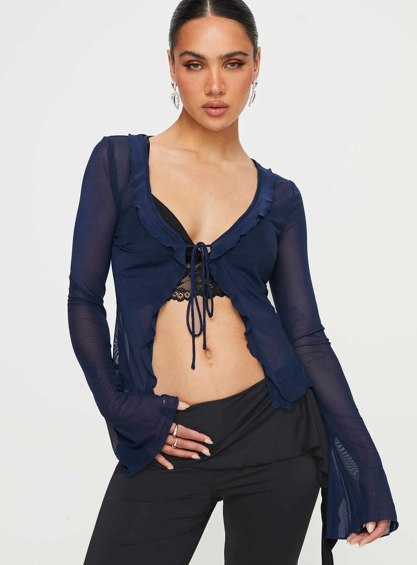 Everly Long Sleeve Top Navy