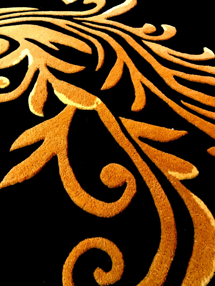 Pompöös by luxury carpet by Harald Glööckler 120 x 170 cm crown black / gold - baroque design carpet - hand-woven from wool