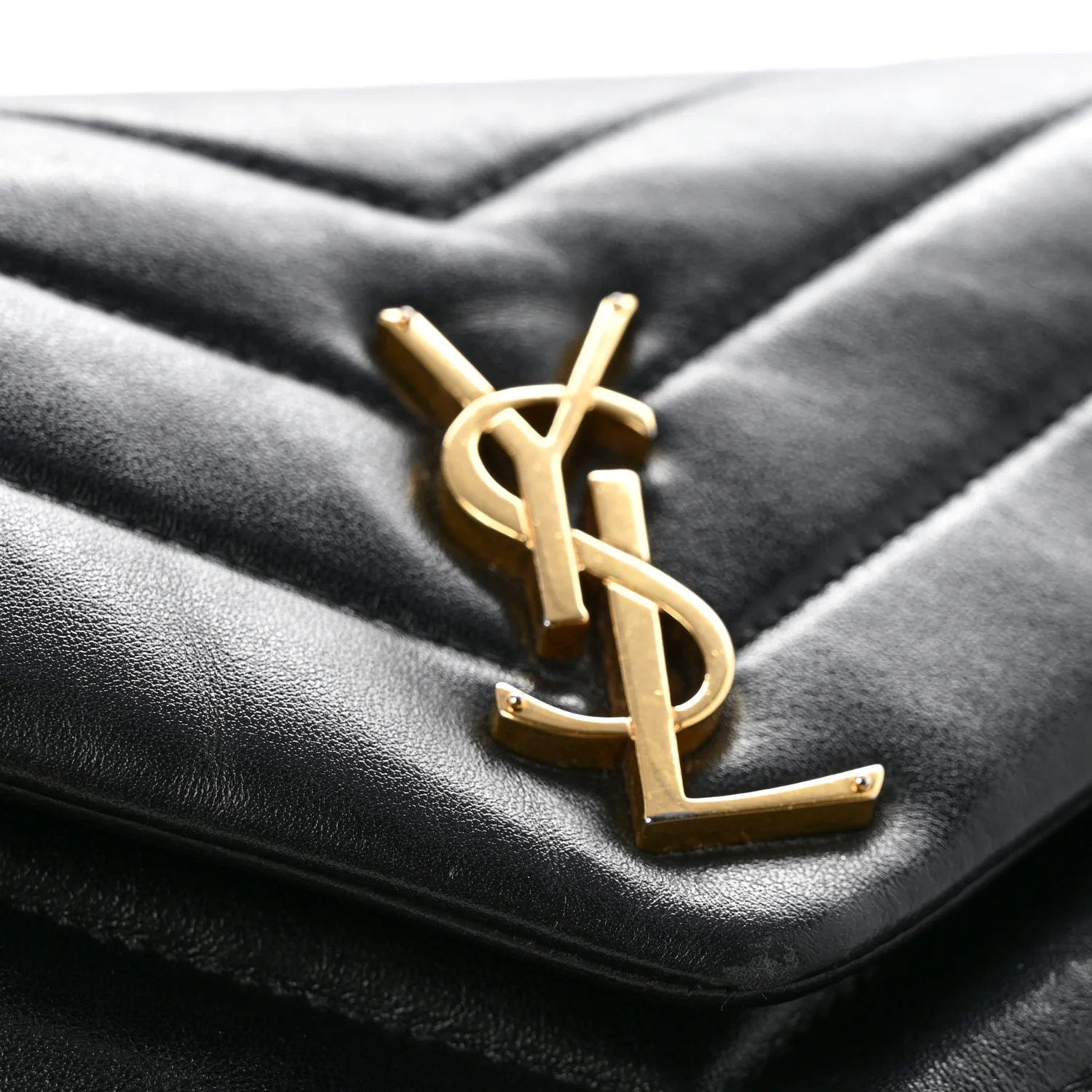 Calfskin Y Quilted Monogram Small Loulou Chain Satchel Black - Top Club