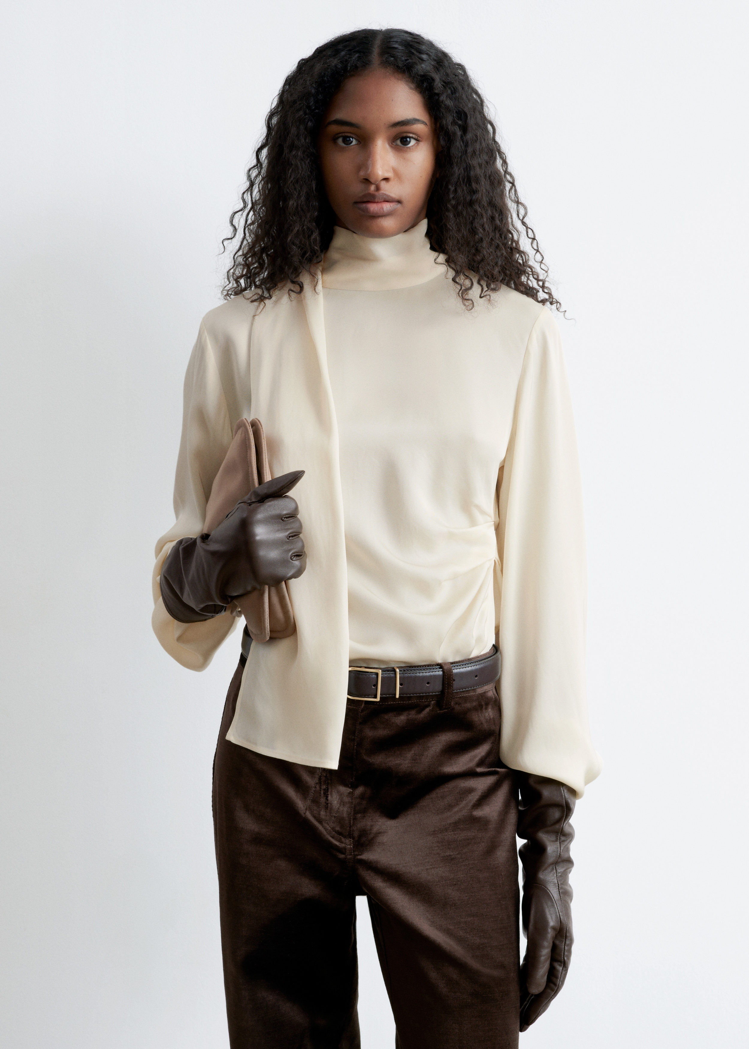 & Other Stories SCARF-DETAIL SATIN BLOUSE