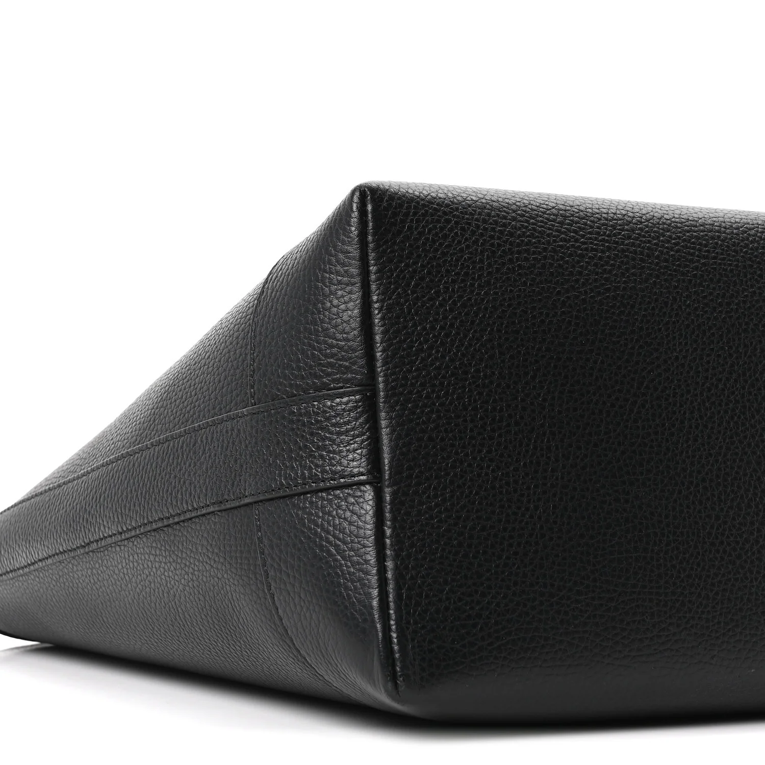 Grainy Calfskin Medium London Tote Bag Black - Top Club