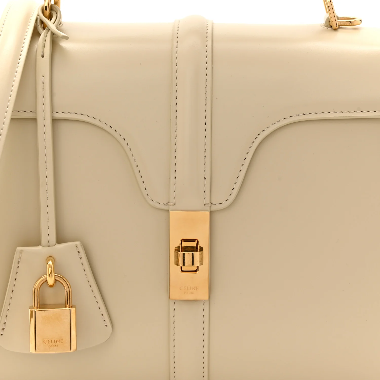 Satinated Calfskin Small 16 Top Handle Bag Beige - Top Club