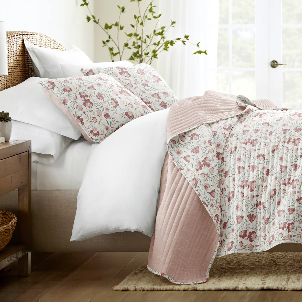 French Jacobean Reversible Quilted Coverlet Set - Sale