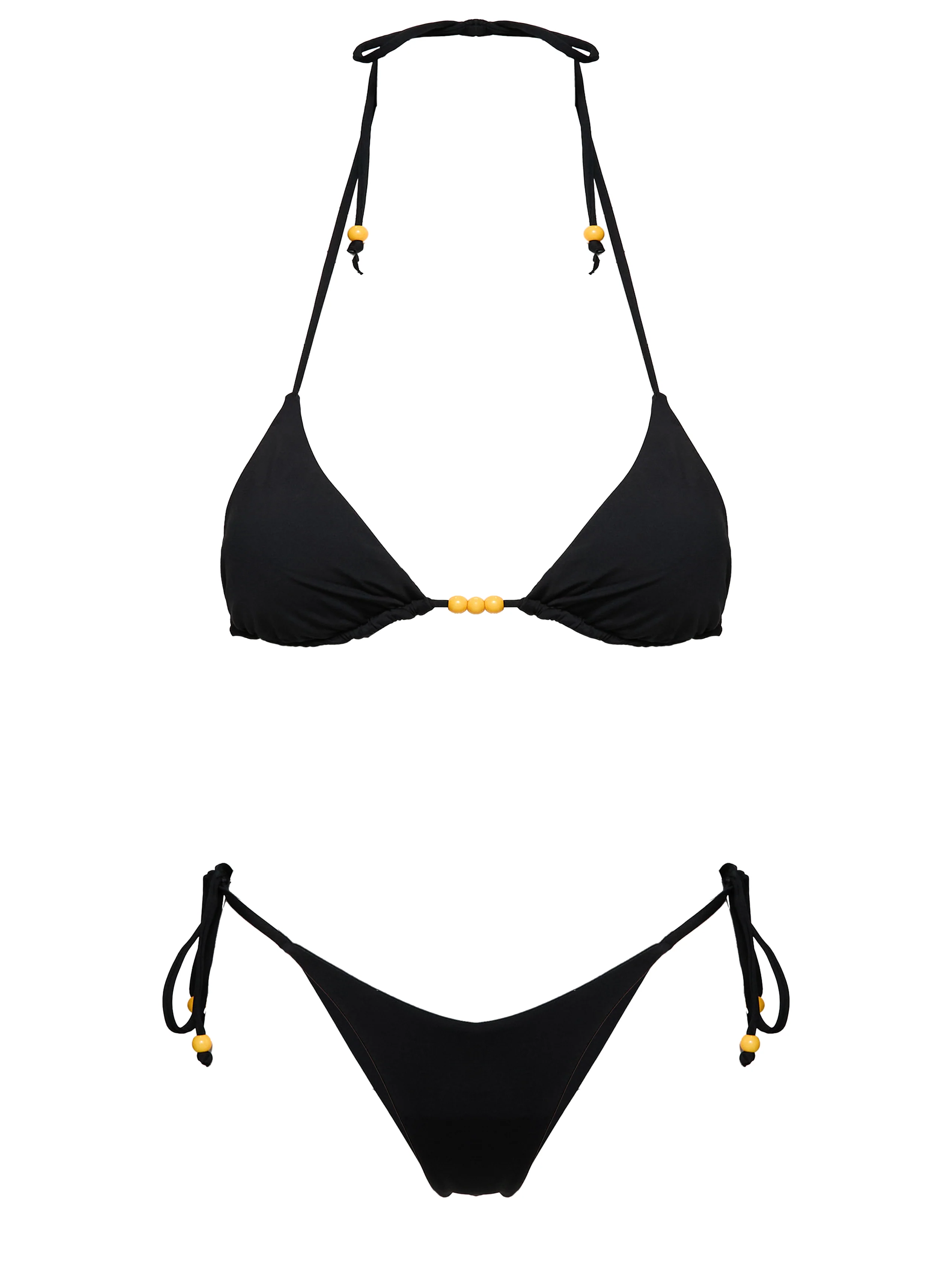 Nevaeh Beaded Triangle Bikini Top Black