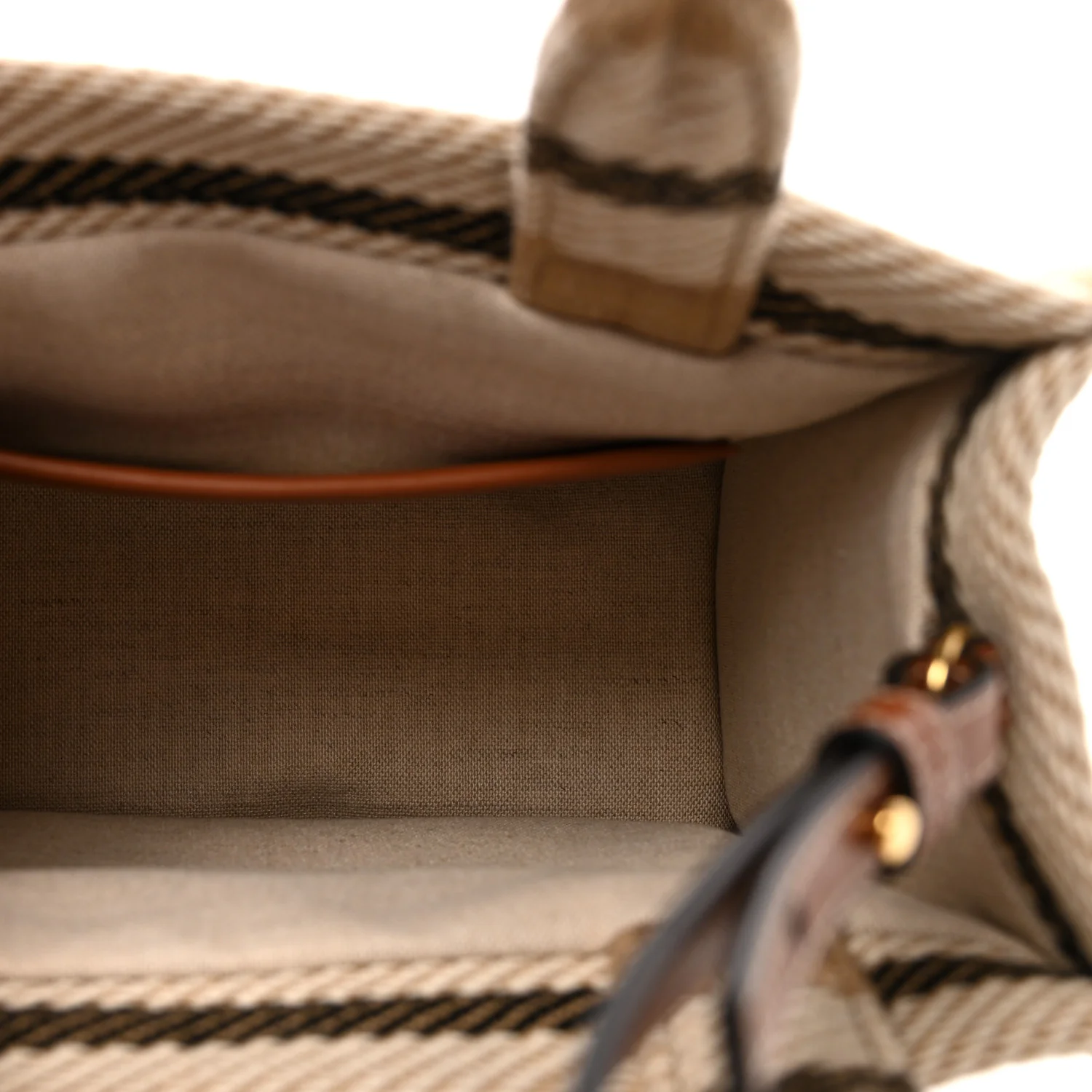 Canvas Calfskin Small Cabas Thais Beige Black White - Top Club