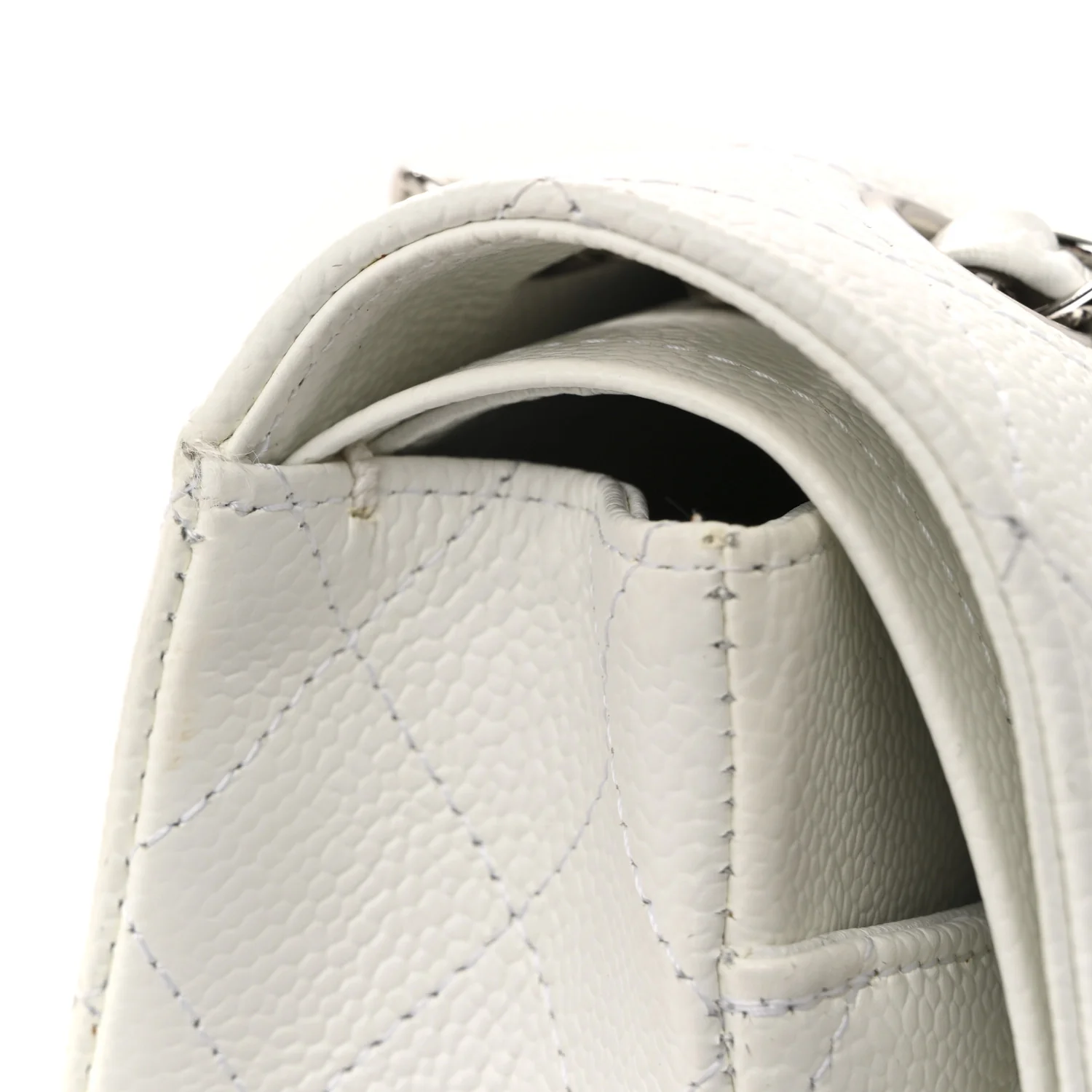 Caviar Quilted Medium Double Flap White - Top Club