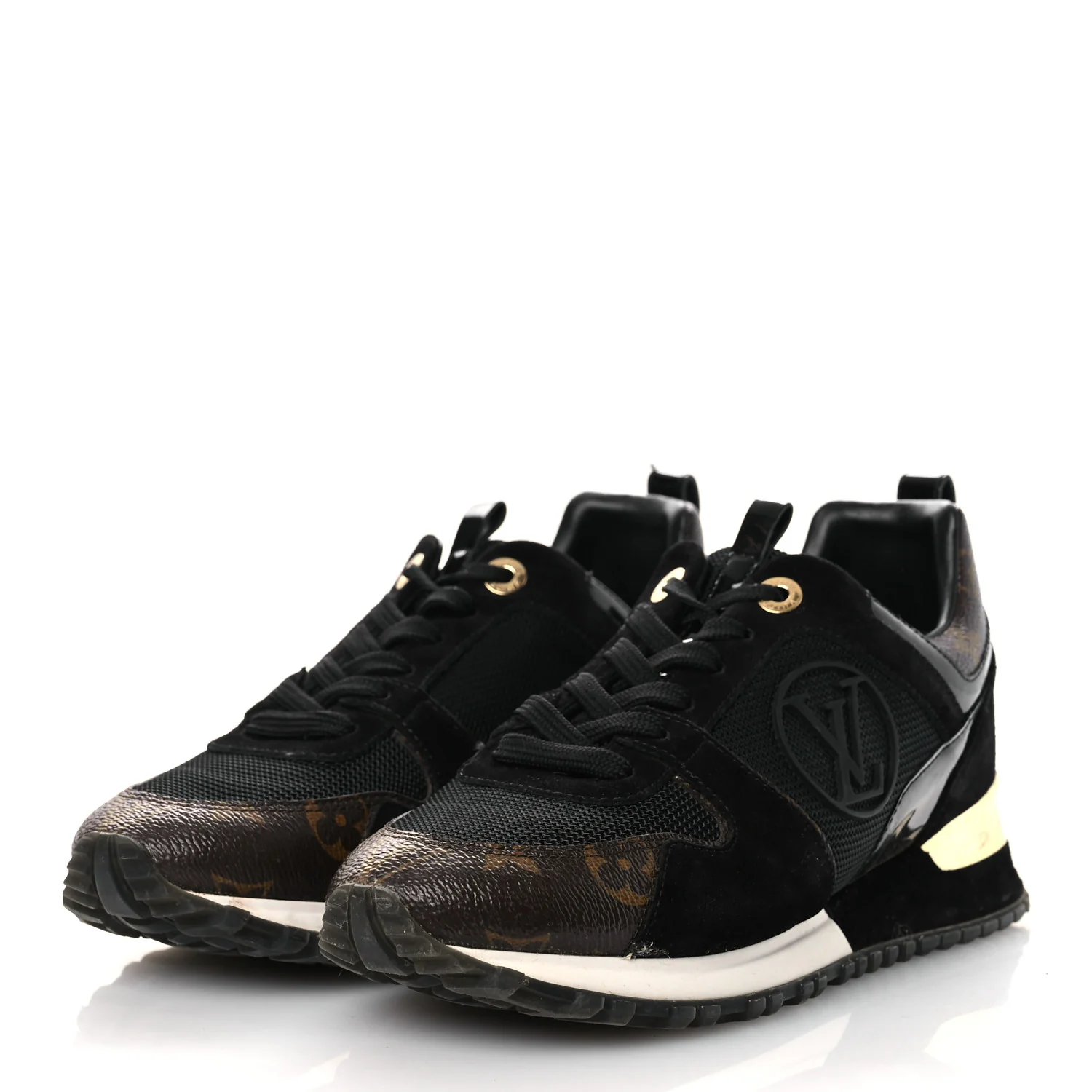 Suede Monogram Run Away Sneakers 36.5 Black - Top Club