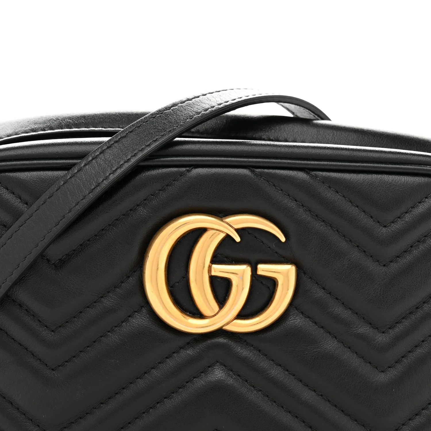 Calfskin Matelasse Small GG Marmont Chain Shoulder Bag Black - Top Club