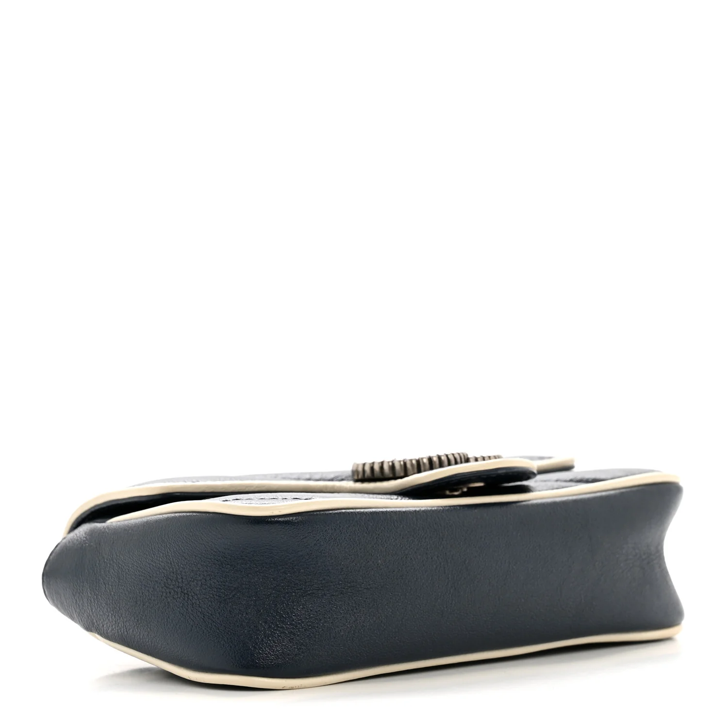 Vintage Effect Calfskin Matelasse Diagonal Super Mini Torchon GG Marmont Shoulder Bag Blue Agata Mystic White - Top Club