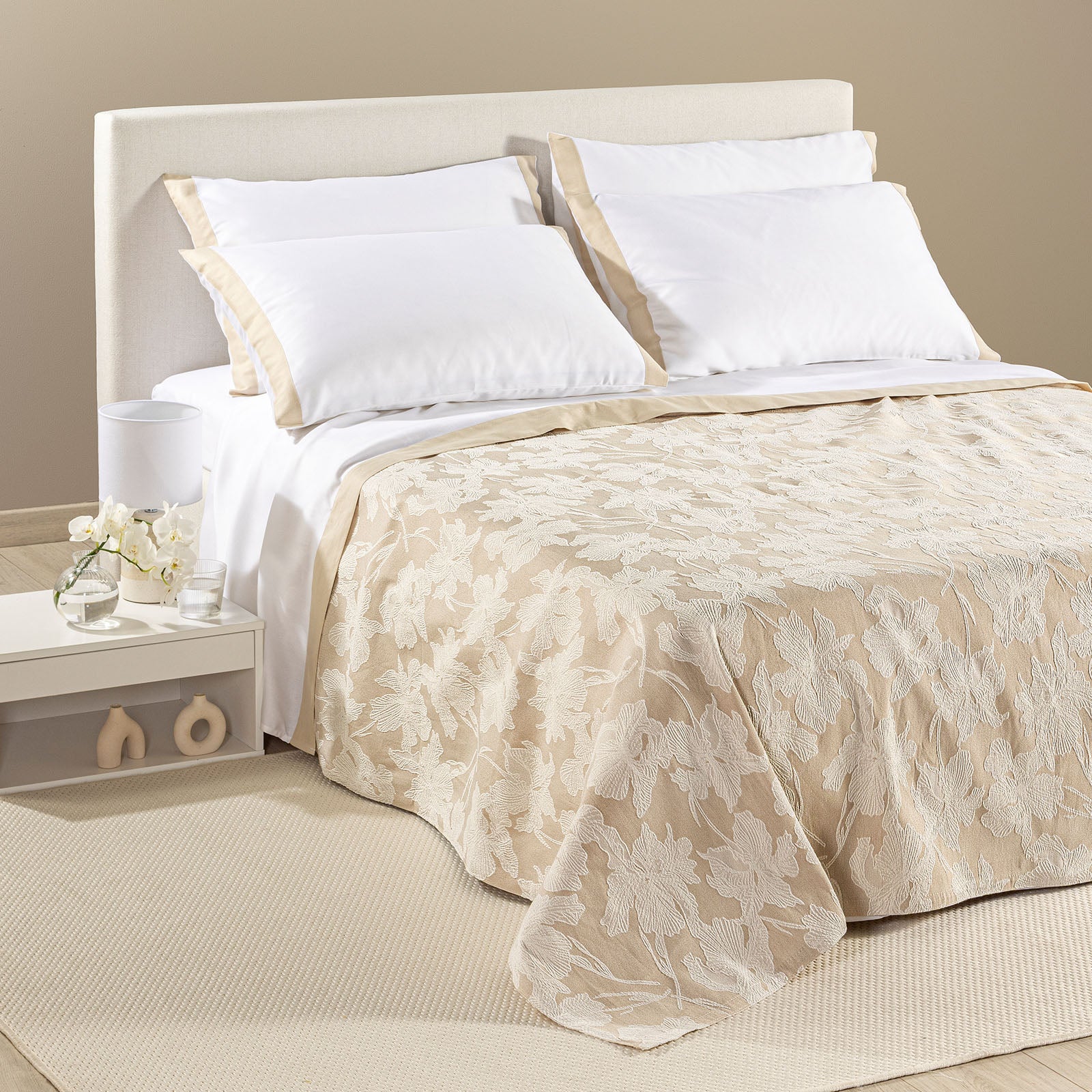 Copriletto Non Trapuntato In Cotone Cala Luna Matrimoniale Naturale Primanatura