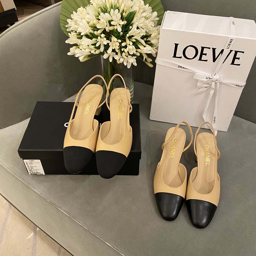 Chanel Women's Slingbacks Goatskin Grosgrain Sandals Shoes C91002 - Sneaker Replica Workshop