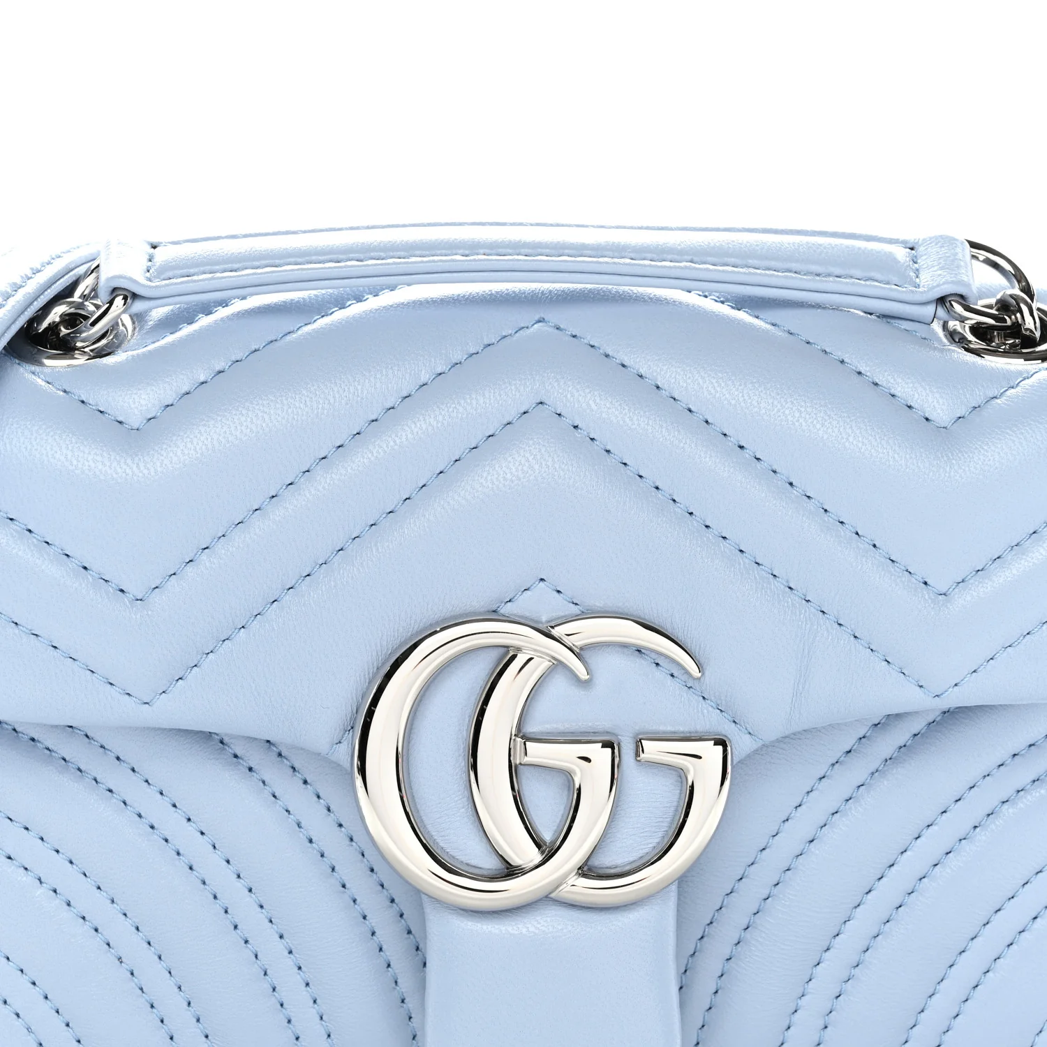 Lambskin Matelasse Small GG Marmont Shoulder Bag Porcelain Light Blue - Top Club