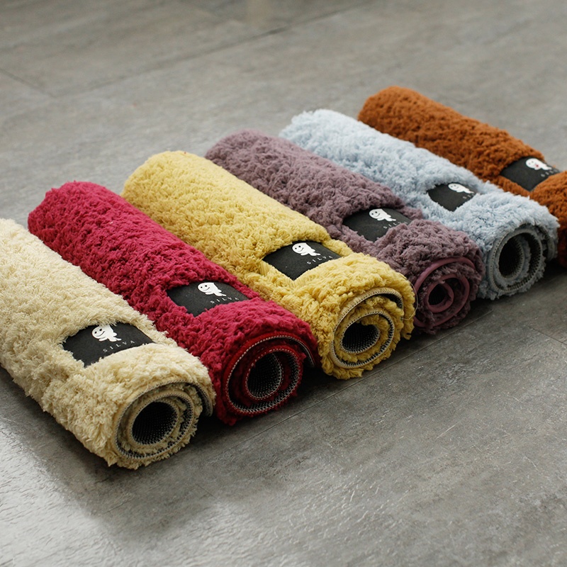 1.7cm Pile Height Polyester Water Absorbent Washable Shaggy Carpet Non-slip Door Mat Rugs Bathroom Mat