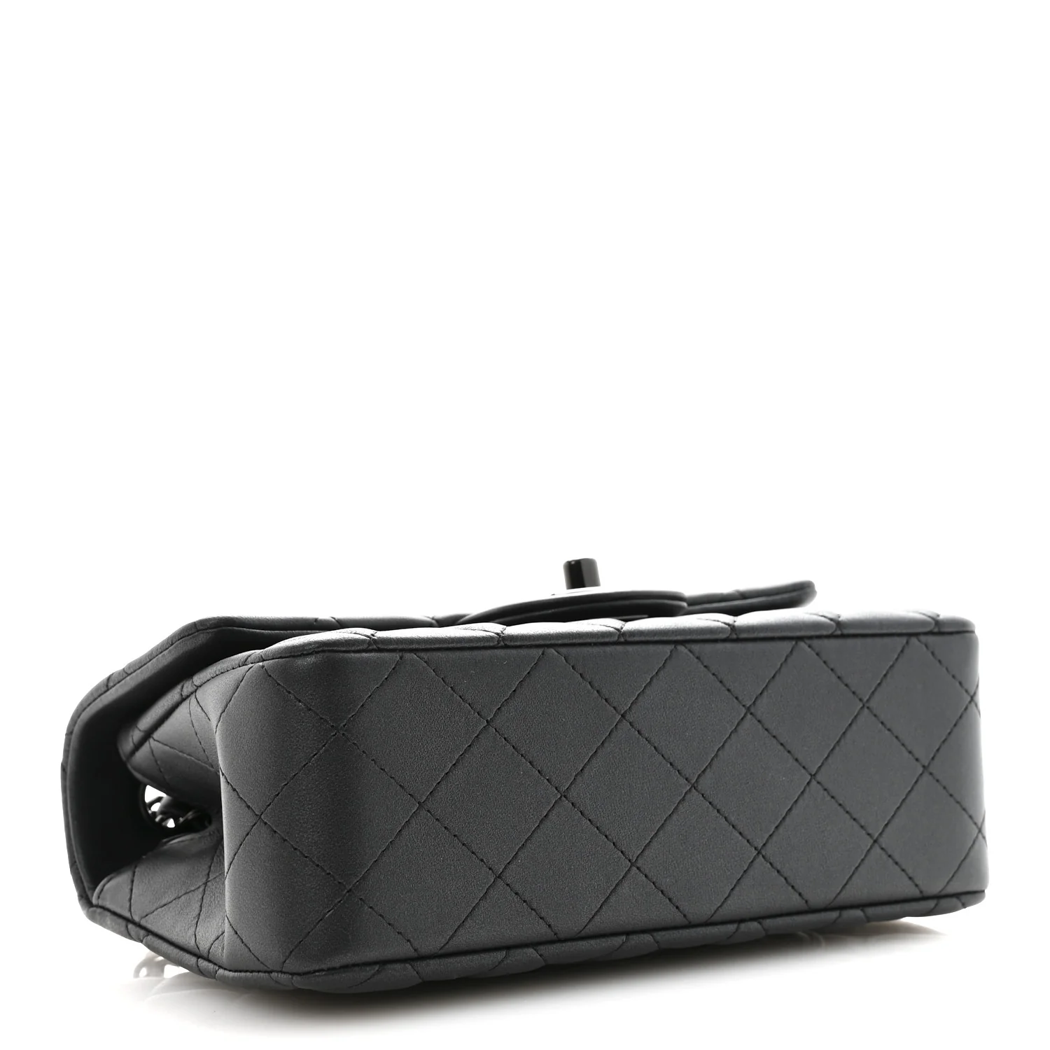 Pearly Lambskin Quilted Mini Rectangular Flap So Black - Top Club